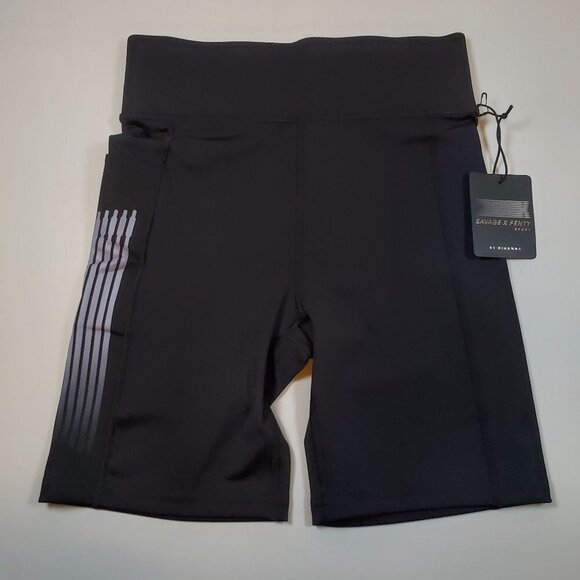 Savage X Fenty Band-It High Waist Shorts Training Workout Medium Womens NWT - Picture 2 of 13